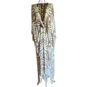Brown and Cream Patterned Kaftan